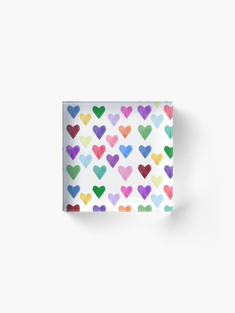 Alternate view of Watercolor Hearts Pattern Acrylic Block