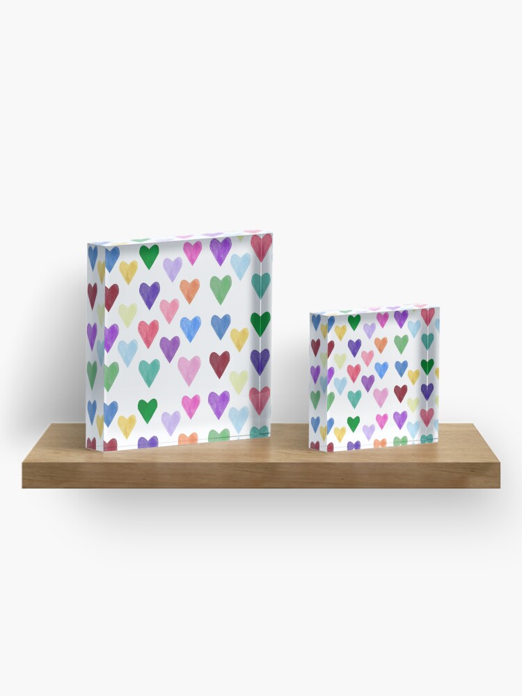 Alternate view of Watercolor Hearts Pattern Acrylic Block