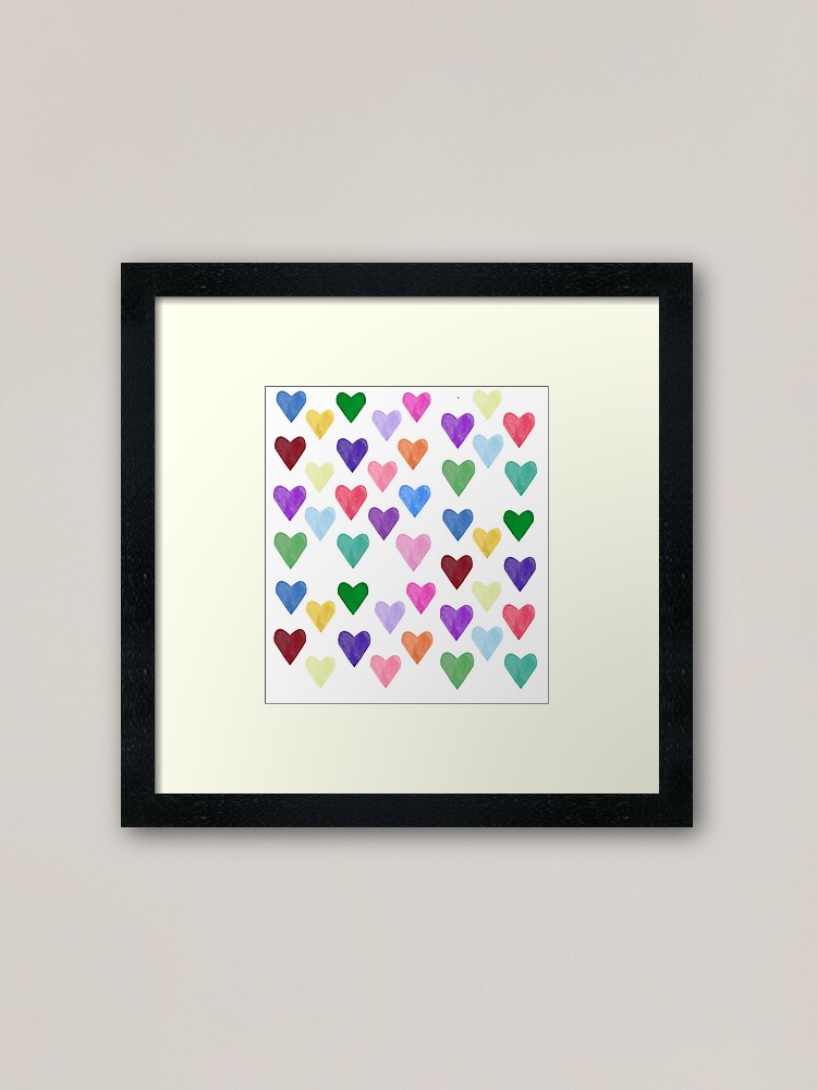Alternate view of Watercolor Hearts Pattern Framed Art Print