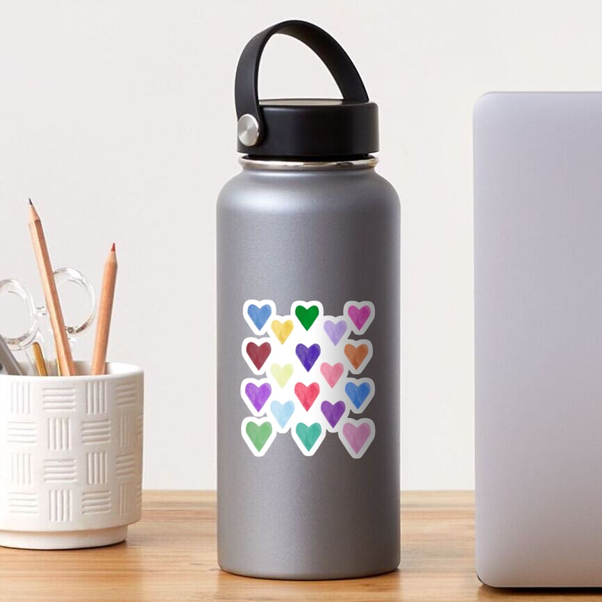 Watercolor Hearts Pattern Sticker