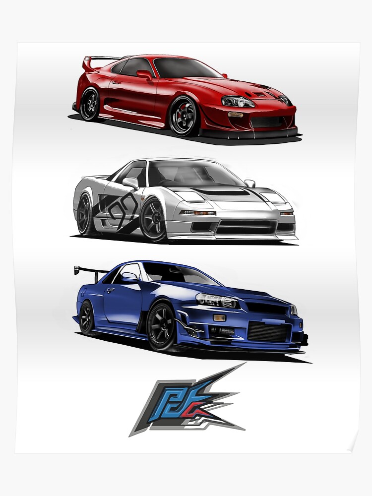NISSAN SKYLINE R34 TOYOTA SUPRA POSTER PRINT STREET RACING HUGE WALL ART
