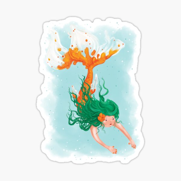 Orange Koi Mermaid Sticker