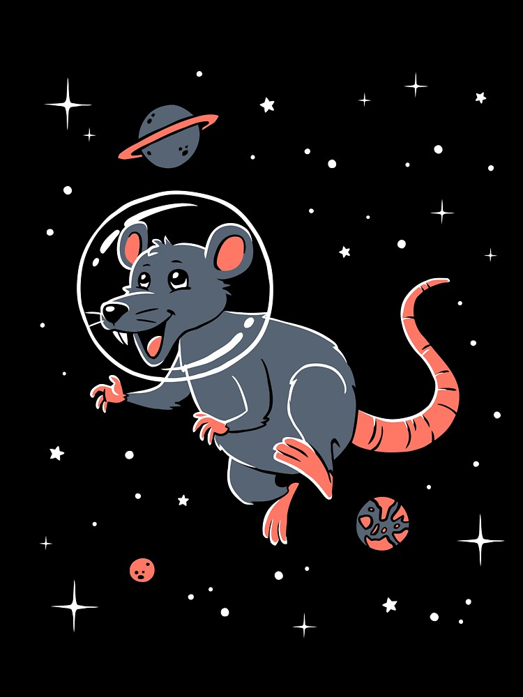 Rat In Space T-Shirt - Cute Cartoon Rodent Rat In Space T-Shirt - Cute Cartoon Rodent