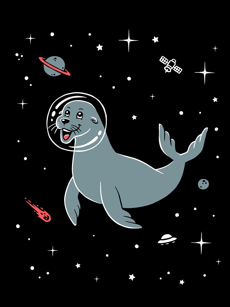 Sea Lion In Space T Shirt Cute Cartoon Sealion Kids T Shirt By Dinosareforever Redbubble