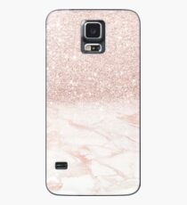Rosa Roségold Marmor Ombre Glitter Hülle & Skin für Samsung Galaxy
