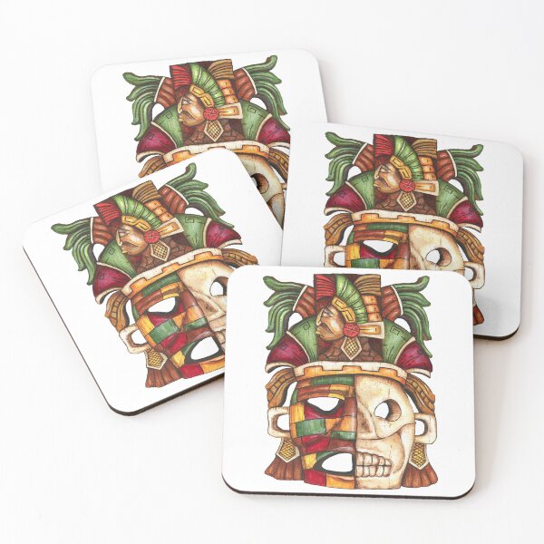 Item preview, Carved Mayan Life and Death Mask in Acrylic Painting designed and sold by Sharon Schwalbe.