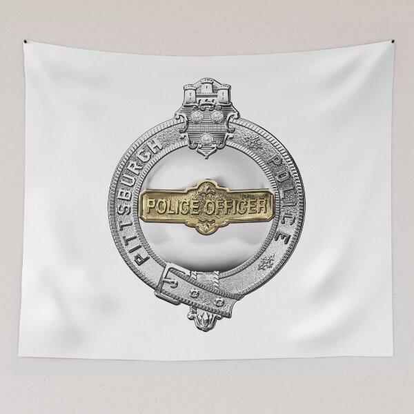 Item preview, Pittsburgh Bureau of Police - PBP Police Officer Badge over White Leather designed and sold by Serge Averbukh Art Studio.