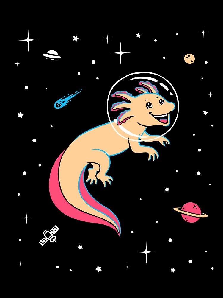 Axolotl In Space T Shirt Cute Cartoon Mexican Salamander Kids T Shirt By Dinosareforever Redbubble