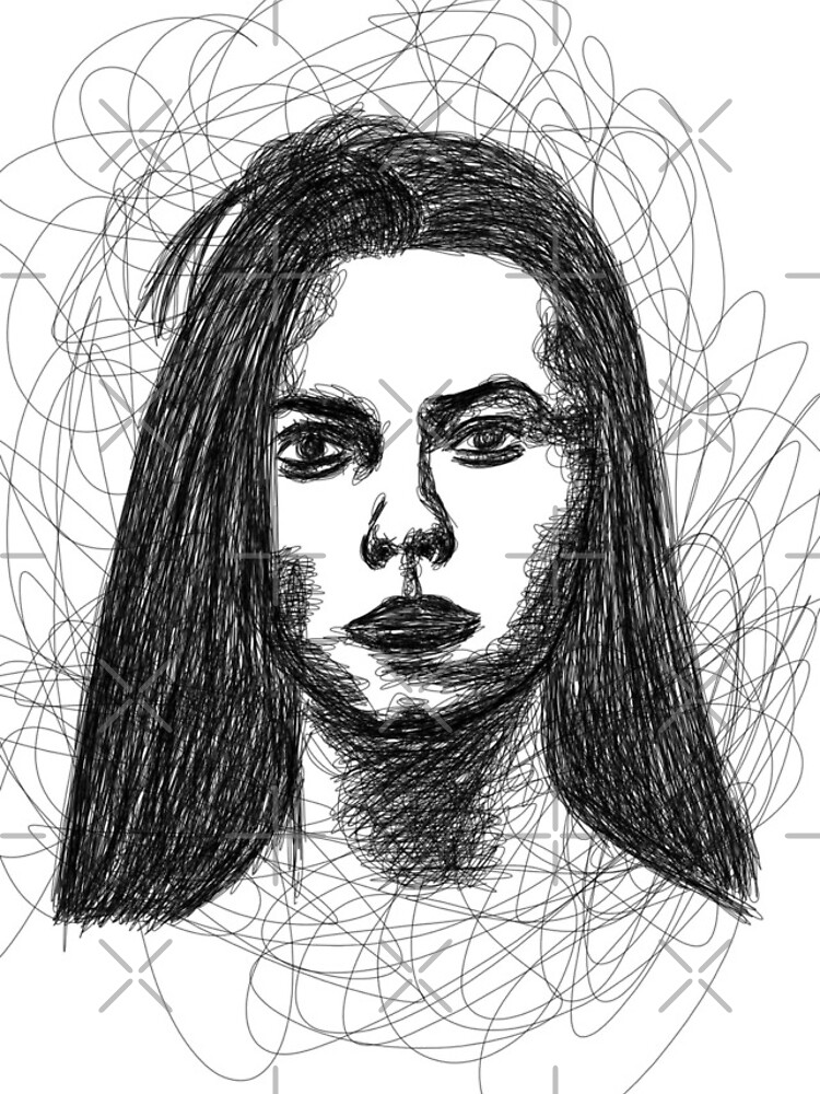 Thumbnail 4 of 4, iPhone Case, Scribble Portrait 2 designed and sold by RagnarokDesigns.