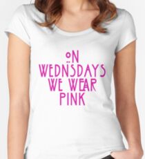 Funny On Wednesdays We Wear Pink Graphic T Shirt Women's Fitted Scoop T-Shirt