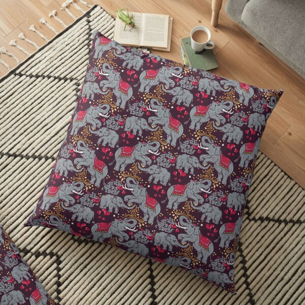 Thai elephants family Floor Pillow