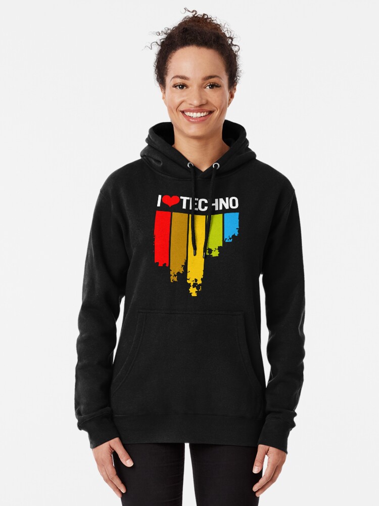 I Love Techno Pullover Hoodie