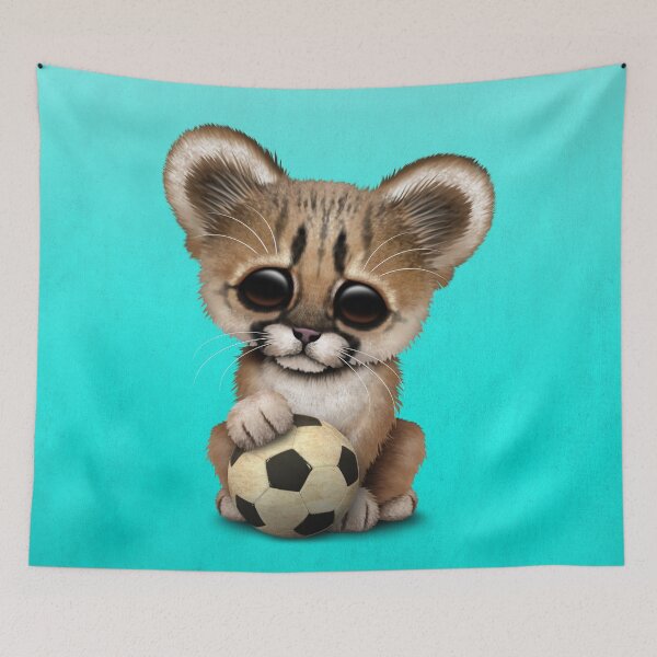 Item preview, Cougar Cub With Football Soccer Ball designed and sold by JeffBartels.