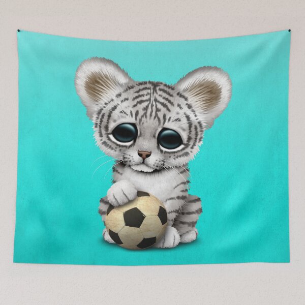 Item preview, White Tiger Cub With Football Soccer Ball designed and sold by JeffBartels.