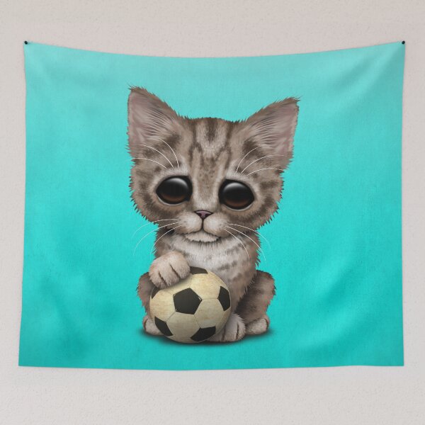 Item preview, Cute Kitten With Football Soccer Ball designed and sold by JeffBartels.