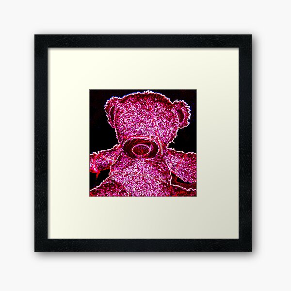 Neon Wire Bear Framed Art Print