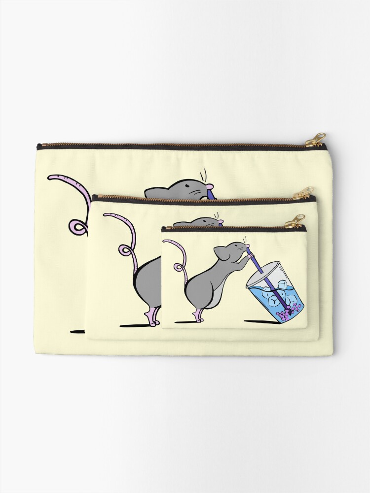 Alternate view of Little Mouse Drinking Milk Tea Zipper Pouch