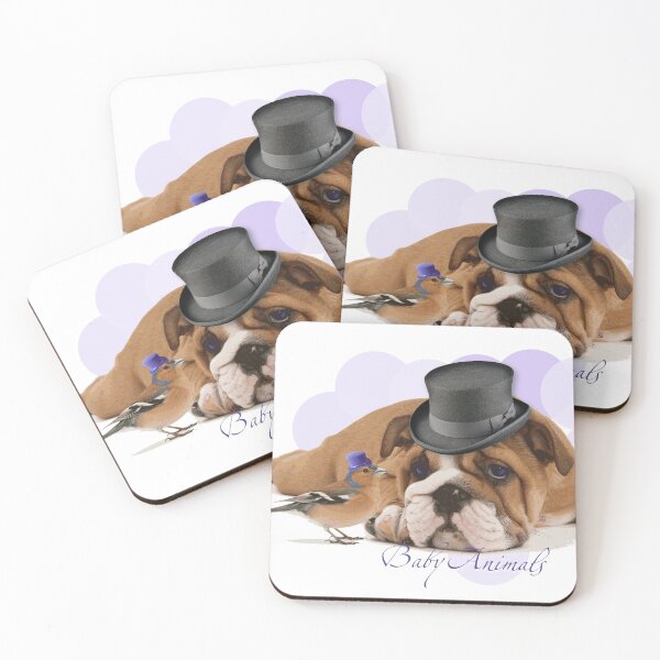 Item preview, Cute Baby Animals (Bulldog and Bird with Hats) by ACCI designed and sold by VanyssaGraphics.