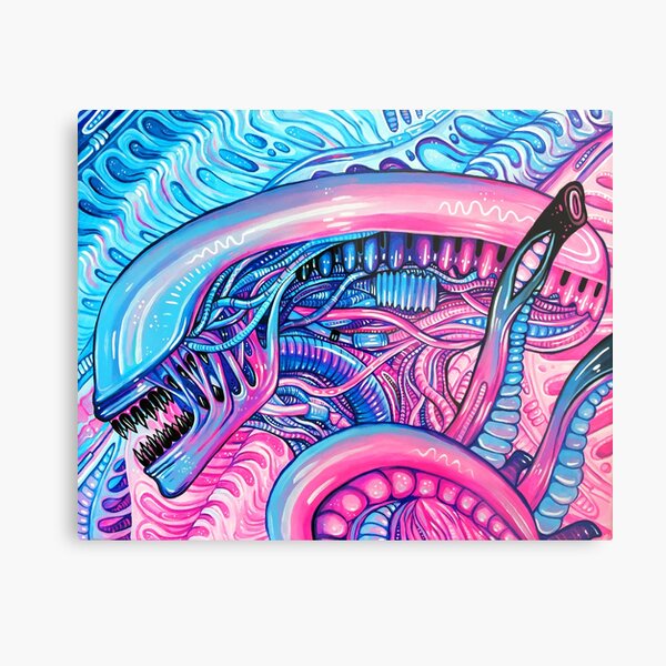 Cotton Candy Alien - Acrylic Painting Metal Print