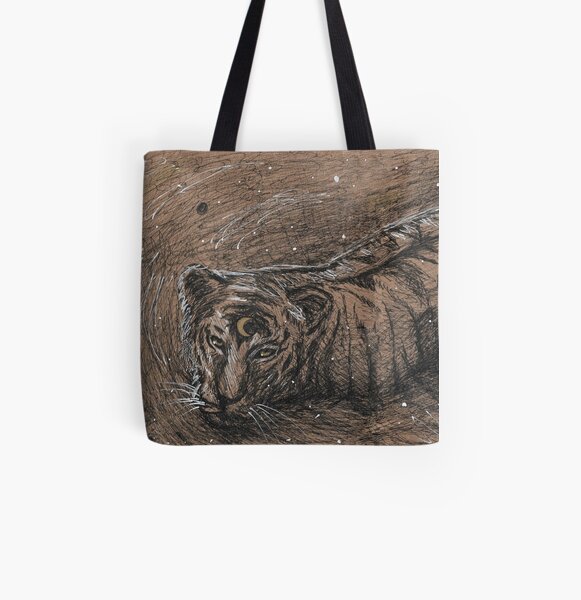 Moon Tiger All Over Print Tote Bag