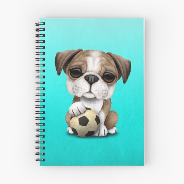 Item preview, Cute British Bulldog Puppy With Football Soccer Ball designed and sold by JeffBartels.
