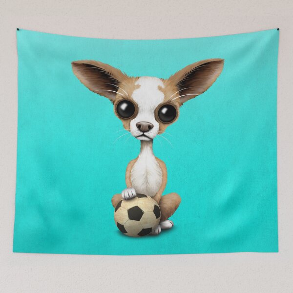 Item preview, Cute Chihuahua Puppy Dog With Football Soccer Ball designed and sold by JeffBartels.