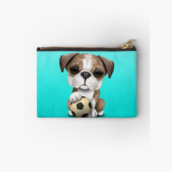 Item preview, Cute British Bulldog Puppy With Football Soccer Ball designed and sold by JeffBartels.