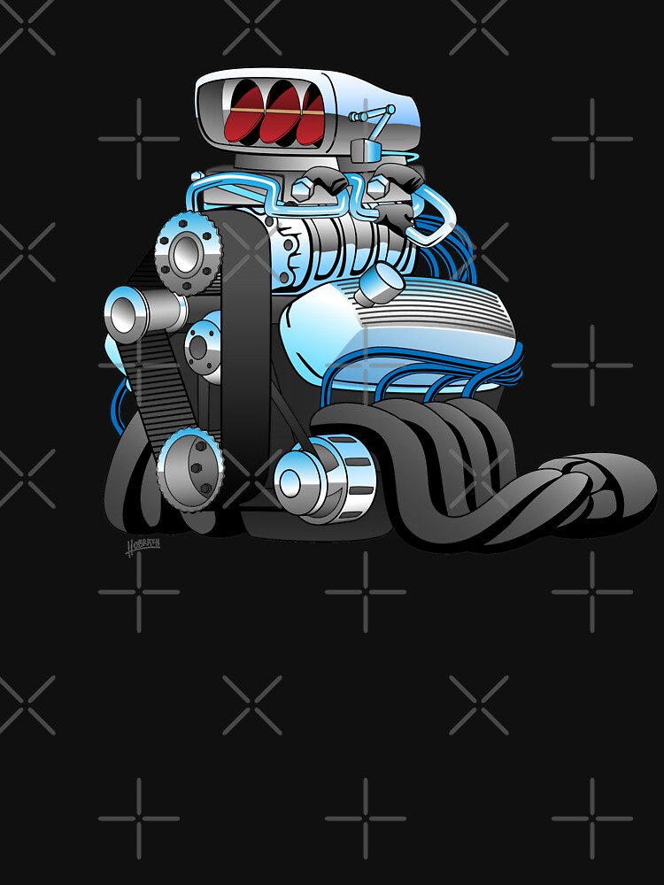 Hotrod Racing Car Engine Cartoon Illustration by hobrath