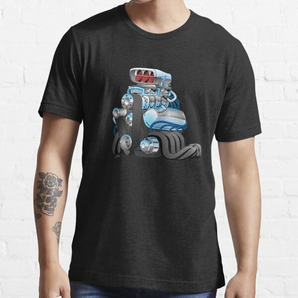 Hotrod Racing Car Engine Cartoon Illustration Essential T-Shirt