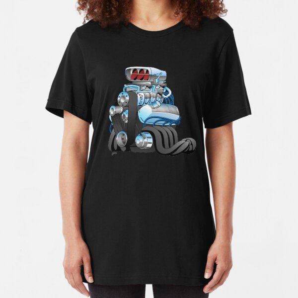 Hotrod Racing Car Engine Cartoon Illustration Slim Fit T-Shirt