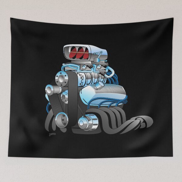 Item preview, Hotrod Racing Car Engine Cartoon Illustration designed and sold by hobrath.