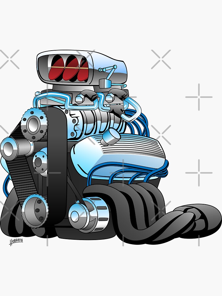 Hotrod Racing Car Engine Cartoon Illustration by hobrath