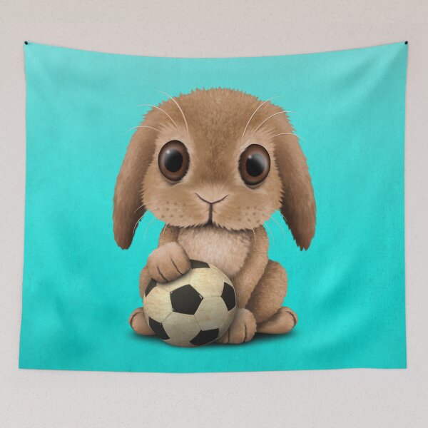 Item preview, Cute Baby Bunny With Football Soccer Ball designed and sold by JeffBartels.