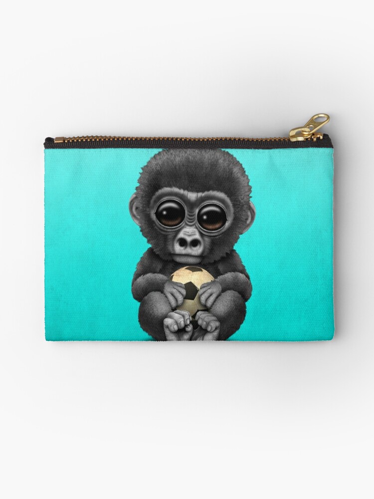 Bolsos de mano «Bebé lindo gorila con balón de de fútbol» JeffBartels Redbubble
