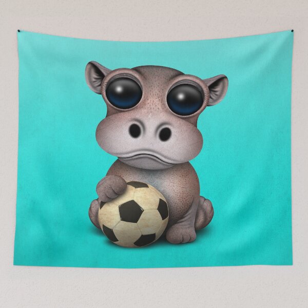 Item preview, Cute Baby Hippo With Football Soccer Ball designed and sold by JeffBartels.