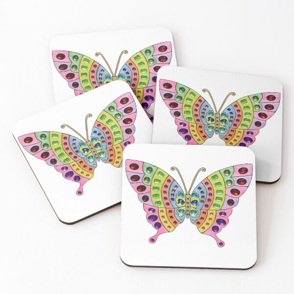 Item preview, Jeweled Butterfly Repeat Pattern with Black Background designed and sold by Sharon Schwalbe.