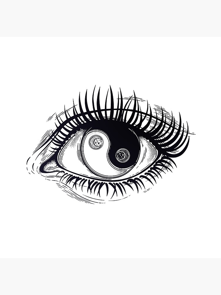 Eye of a human girl with pupil and iris as Yin and Yang boho symbol. by KatjaGerasimova