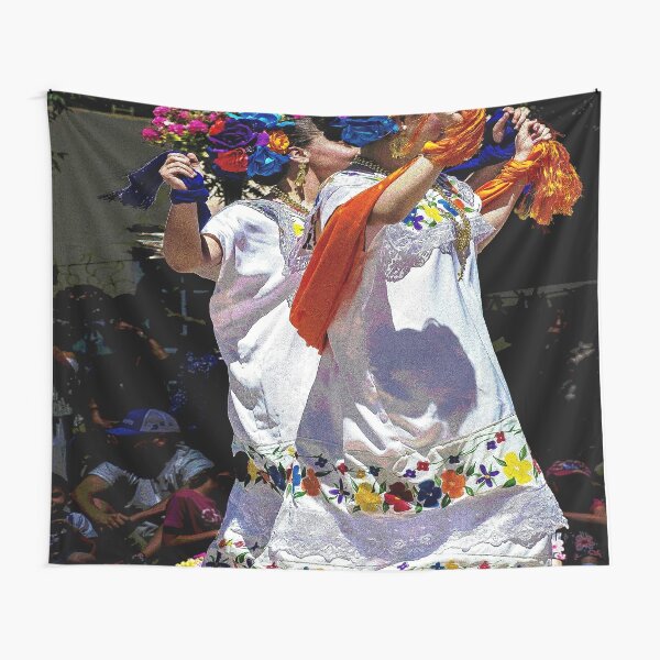 Folklorico Mexican Paper Flowers - 3 Tapestry for Sale by William E Lopez