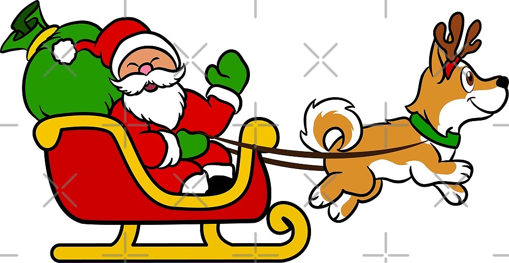 funny shiba inu santa xmas reindeer sleigh christmas by ilovepaws