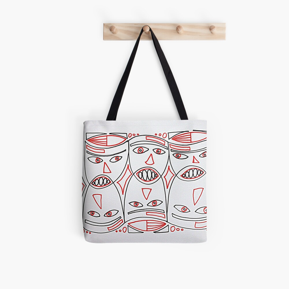 Red and Black Masks Tote Bag