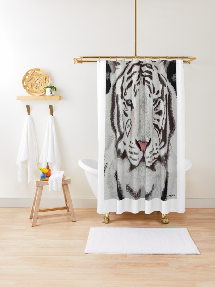 White Tiger Shower Curtain By Fayetheartist Redbubble