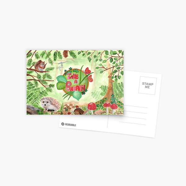 Medilludesign quote take a breath ecotherapy forest green nature Postcard
