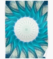 Cyan Glow Kaleidoscope 1 Poster