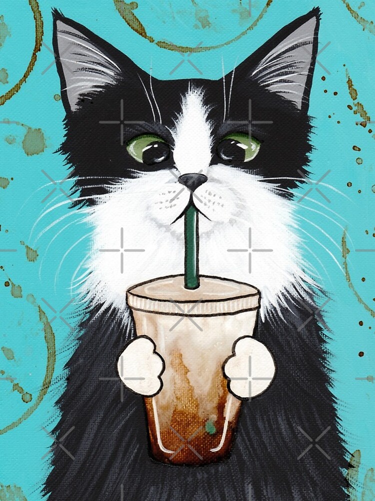 Tuxedo Cat with Iced Coffee by kilkennycat