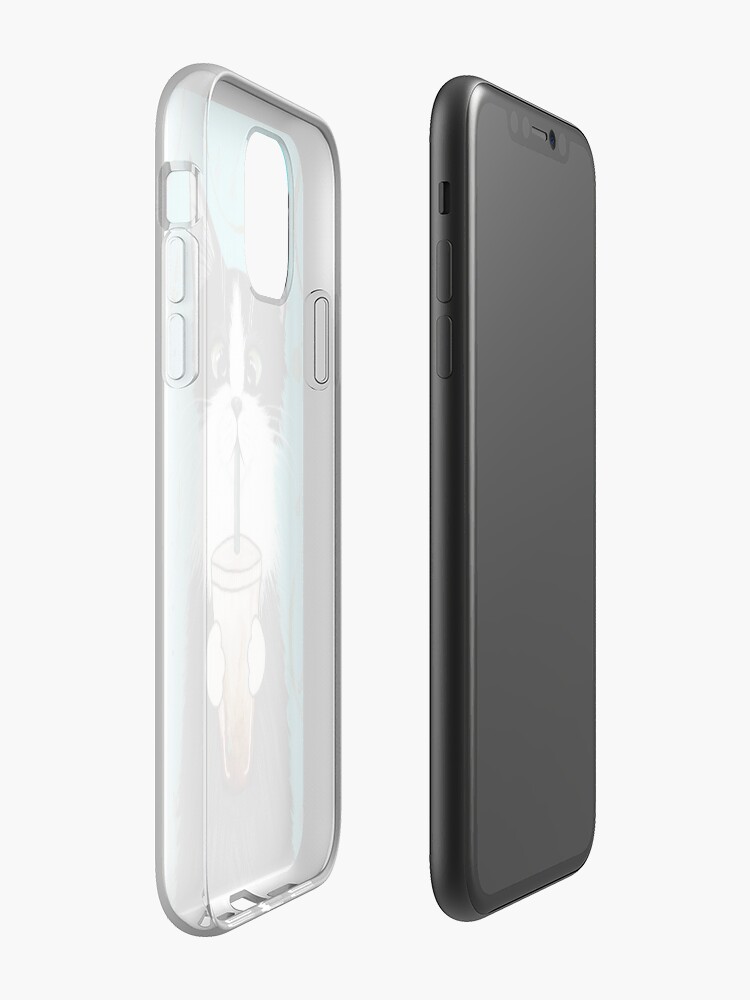 Alternate view of Tuxedo Cat with Iced Coffee iPhone Case & Cover