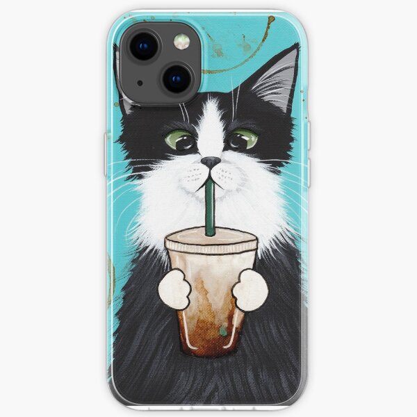 Smoking Katze mit Eiskaffee iPhone Flexible Hülle