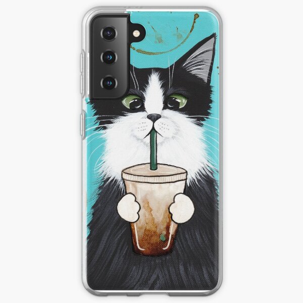 Tuxedo Cat with Iced Coffee Samsung Galaxy Soft Case