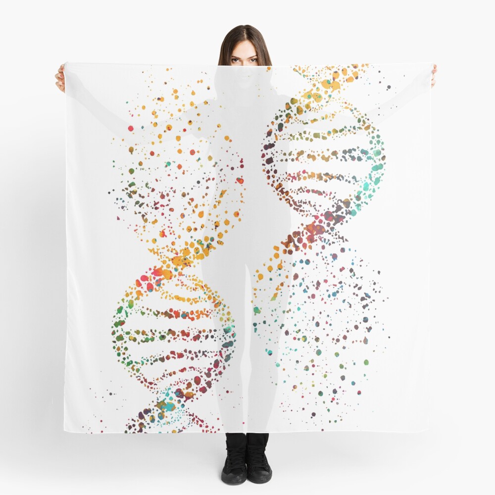 DNA, Watercolor Art,Dna double helix genetic Scarf