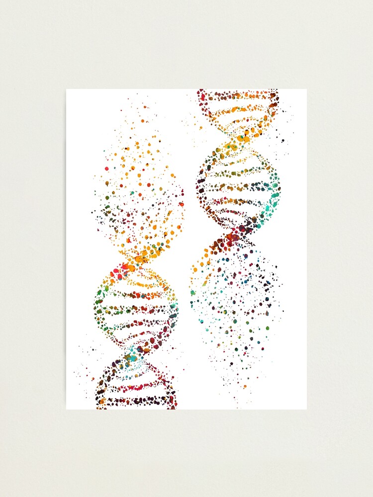 DNA Helix Watercolor Print Biology Science Art Genetic Art Medical Art Poster