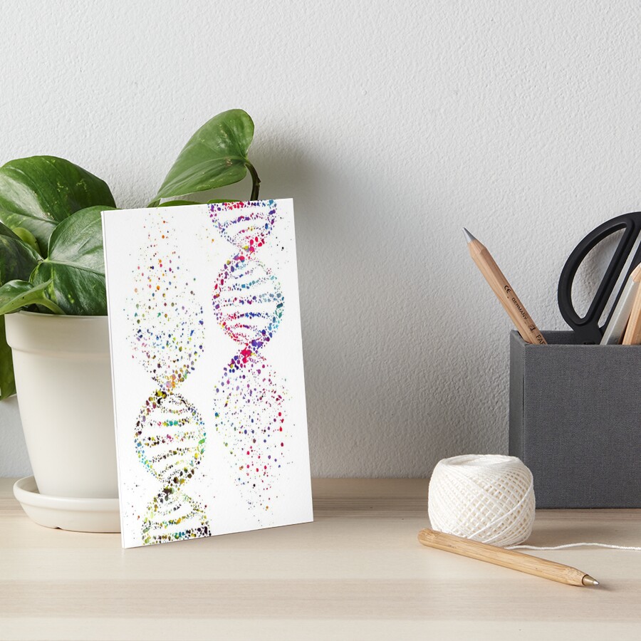 DNA Watercolor Art Dna Double Helix Genetic Art Board Print For Sale   Gbra,5x7,900x900.u4 